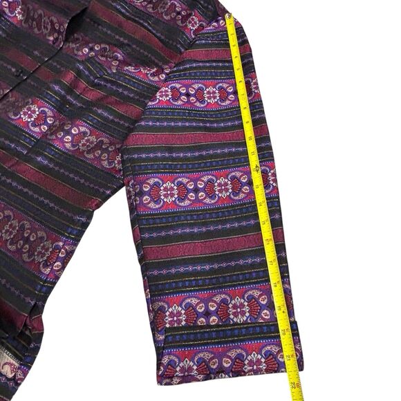 Talbots Silk Blazer Asian Inspired Womens 16W Black Pink Purple Striped Jacket - Picture 10 of 12